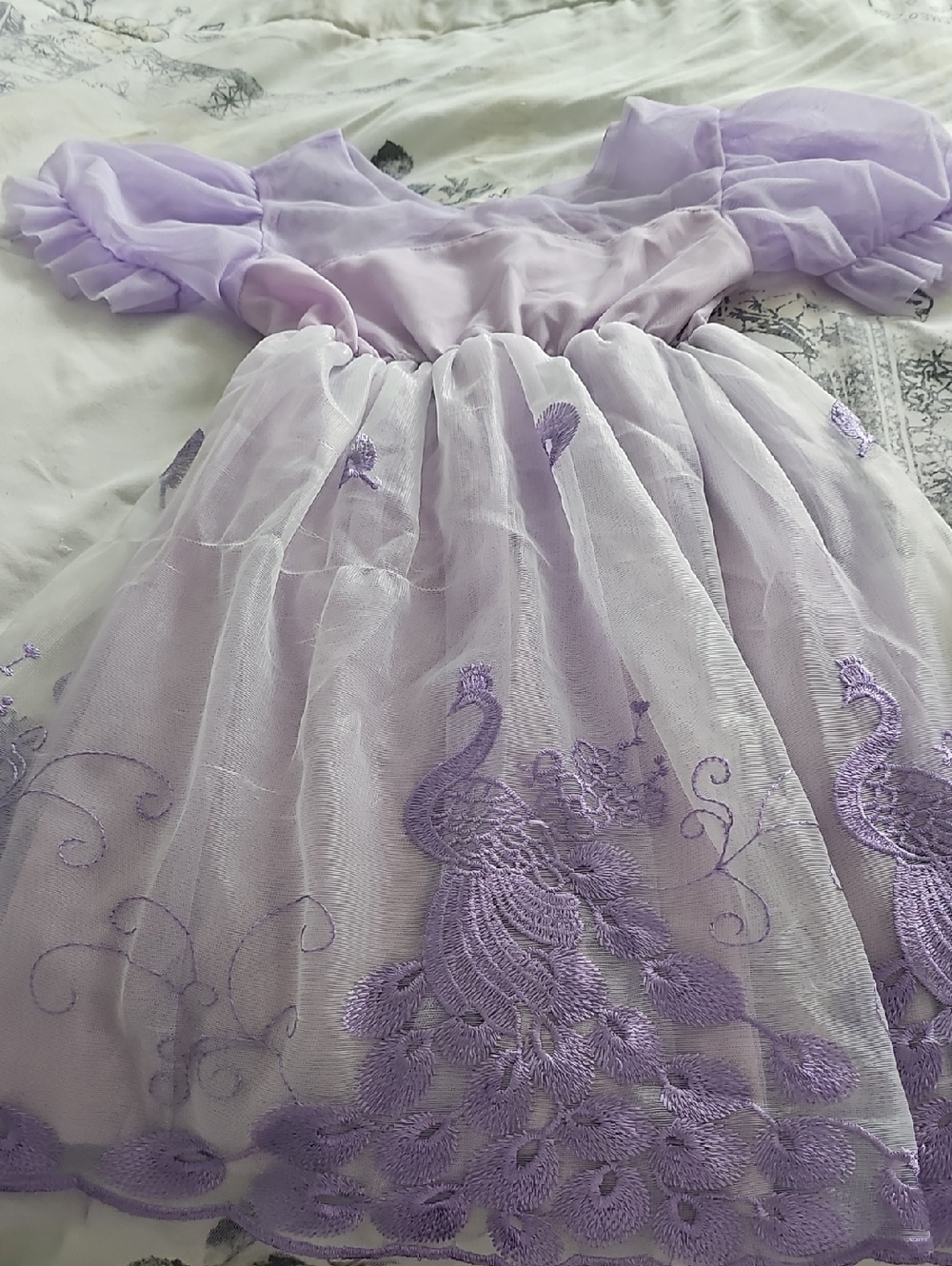 Lilac Embroidered Tulle Dress